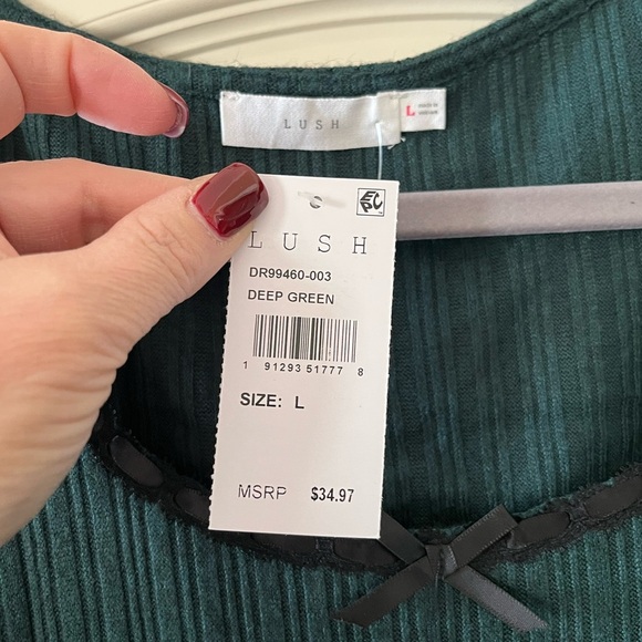 NWT Lush Brand Stretchy Bodycon Dress Long Sleeve Women’s Size Large - Picture 11 of 14